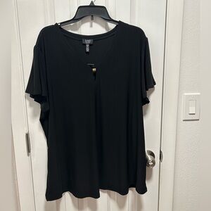 Jones New York Black V-Neck Blouse